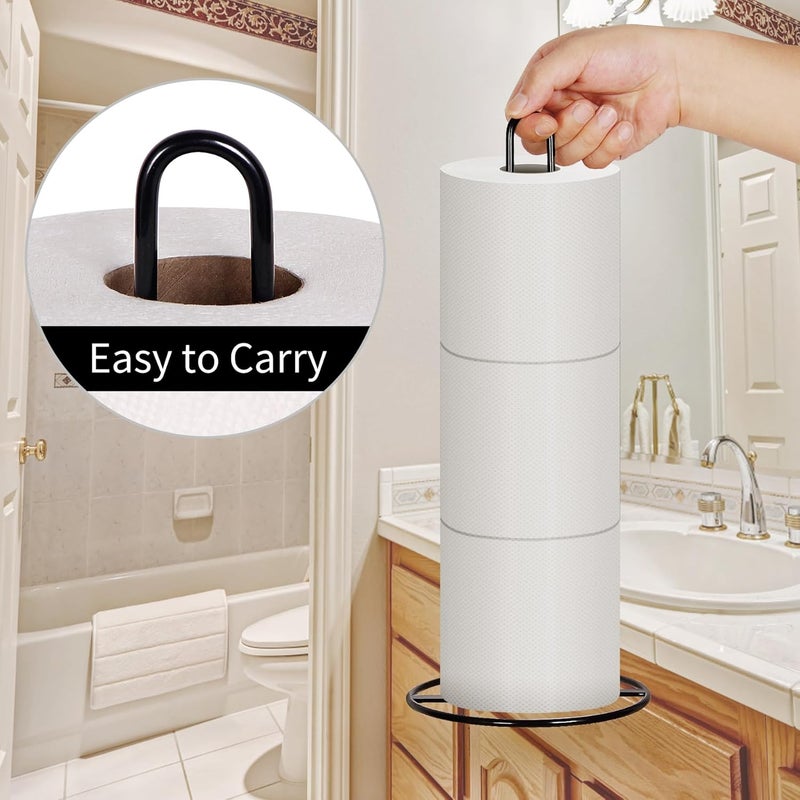 OBODING Toilet Paper Holder Stand, , Black Freestanding Toilet Paper Holder for Storing 3 Rolls of Toilet Papers (Black) - Image 2